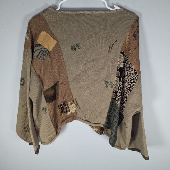 Vintage Donna Jessica Abstract Jungle Safari patchwork mismatch cardigan size 1 - Picture 10 of 14